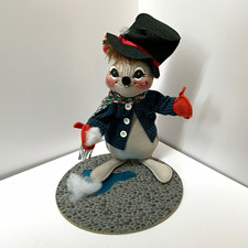 Annalee 1998 Vintage Christmas Mouse Stuffed Animal Top Hat Mittens Scarf picture