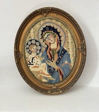 Vintage Framed Peter Ashe Needlepoint Canvas of the Madonna Icon. picture