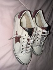Vintage Havana Alive White/Pink Glitter Star Canvas Low Top Lace-Up Sneakers picture