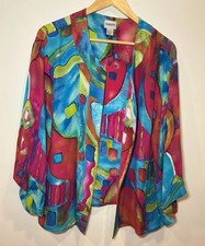 Chico's 100% Silk Open Front Multi Color Blouse- Size-0/ US-4 picture