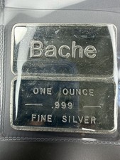 Vintage Bache 1 oz .999 Fine Silver Bars Lot of 6 - 6 Troy Oz Total picture