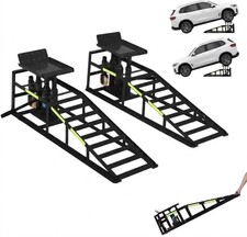 2x Portable Hydraulic Car Lift Ramps 5 Ton Each Low Profile 9-14in Lifting Range picture