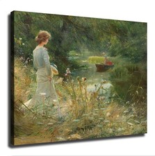 Vintage French Country Cottage Garden Meadow Poster Decorative Canvas Wall Art picture