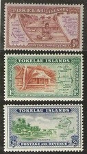 TOKELAU ISLANDS #1 - 3 Mint NH 1948 First Issue Map Scenes picture