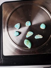 6pc Turquoise Cabochon Loose Gemstones Polished Opaque Blue Brown picture