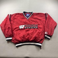 Vintage Wisconsin Badgers Jacket Mens Large Red Starter Pullover College NCAA picture