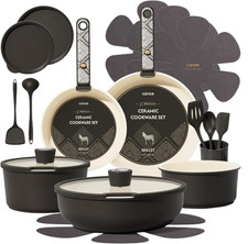 21-Piece Ceramic Cookware Set, Nonstick Pots and Pans Set with Detachable Handle picture