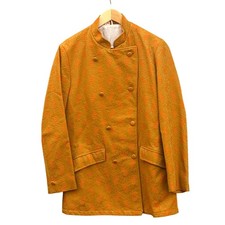 Vintage Gold Brocade Mandarin Collar Jacket Asian Inspired Mod Boho Retro picture