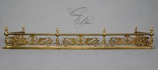 Vintage French Empire Style Solid Polished Cast Brass Swan Hearth Fire Fender picture