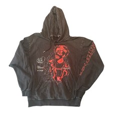 Corpse Husband Size L Large Miss You Anime Hoodie Black Acid Wash I Am Corpse picture