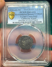 Medieval England Henry VIII 1533-44 Silver 1/2 Groat Canterbury PCGS VF picture