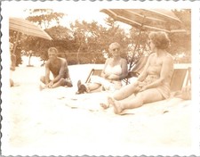 Vintage 1947 Polaroid Photo Montego Bay Jamaica Beach People Umbrellas Snapshot picture