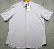 Theory Irving Structure Knit Shirt Mens XL Light Purple Button Up Short Sleeve picture