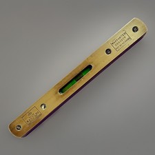 c.1930s - William Marples & Sons Sheffield Brass Wood Spirit Level Pat 423896 picture