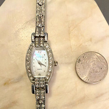 Vintage Harvé Benard Women's Quartz Tonneau Silver Bracelet Watch  picture