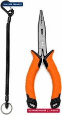 BasicGear Fishing Pliers, 7 in, Straight Nose, Carbon Steel, Orange picture