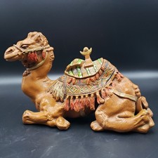 Antique 1900s Anglo-Indian Style Sculptural Camel Inkwell Painted Cast Metal picture