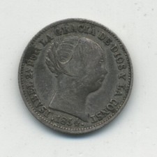 Spain - España Isabel II 1 Real 1854  Barcelona KM 599.1 VF picture