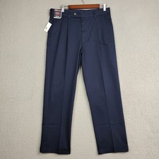 Roundtree & Yorke TravelSmart Pants 34x30 Dark Navy Pleated Stretch Classic Fit picture