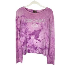 VTG 2004 Harley Davidson Top Womens M Purple Tie Dye Chicago Long Sleeve Knit picture