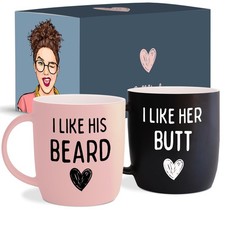Triple Gifffted Funny Couples Mugs Gift Set for Him and Her, 13oz Ceramic picture