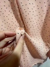 ELLE Women’s Pink Polka Dot V-Neck Puff Long Sleeve Smocked Button Blouse XL picture