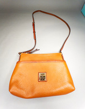 Dooney & Bourke Brown Small Crossbody Bag, Zip Closure, Pebbled, Gold picture