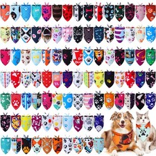 Huhumy 100 Pcs Paw Dog Bandanas Bulk Pet Bibs Colorful Triangle Scarf Paw Pat... picture