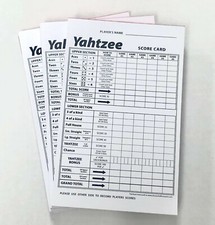 Yahtzee Score Card Pad Sheets Dice Game-One-Sided Front (300 Sheets)-Print USA  picture