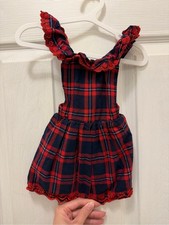 Janie and Jack Red and Navy Plaid Ruffle Strap Dress picture
