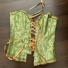 VTG Victorian Green Corset Crop Top Coquette Balletcore XS-S Polyester picture