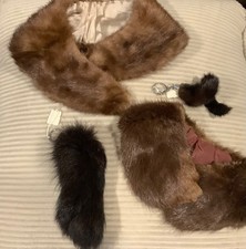 Vintage Stole Collars and hat Lot Of 4 pieces  Brown Mink Real Fur picture