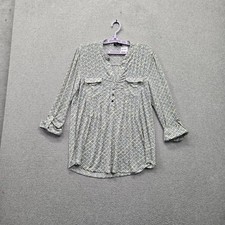Cocomo Women Blouse M Yellow Geometric Tunic Blouse Button V-Neck Front picture