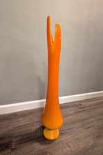 L. E. Smith Vintage Bittersweet Orange Floor Or Table Swung Vase. Perfect Size picture