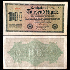 Authentic Germany 1000 Mark 1922 BERLIN Post WWI Hyperinflation Era 100 Yrs Old picture