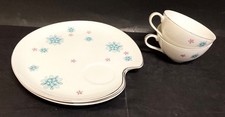 Lot of 4, Serves 2 Vintage Shafford MCM Atomic Starburst Saucer & Tea/Coffee Cup picture