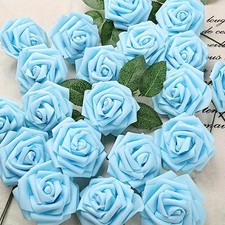 25pcs Artificial Flowers, Fake Flowers Roses W/stem For DIY Wedding Bouquets Cen picture
