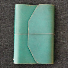 Paper Republic Le Trifold A5 leather journal in petrol blue and cognac  picture