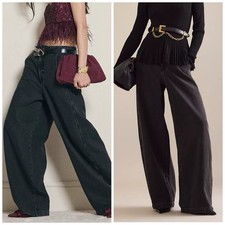 Anthropologie Pistola Lottie High-Rise Relaxed Wide Bowed-Leg Jeans Black 31 NEW picture