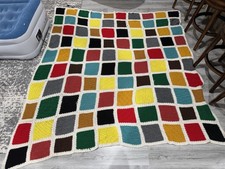 Vintage Crochet Afghan Blanket Roseanne Couch Patchwork Multi Color Large 95x85 picture
