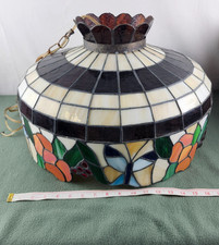 Nice Large Vintage Tiffany Style Slag Glass Shade Grapes Pattern 18