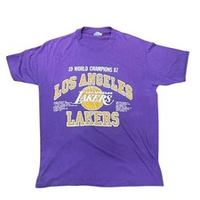 Vintage Los Angeles Lakers T-Shirt XL Purple World Champions 87