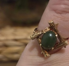 **New vintage-style ring 💚 14K yellow gold with a natural Nephrite Jade stone. picture