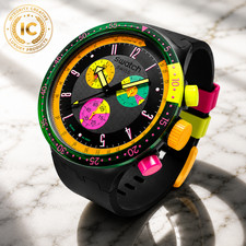 Unisex 47mm Big Bold Swatch Watch Casual Transparent Waterproof Neon Seppia picture