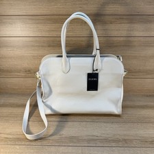 NWT CLAUDIA FIRENZE Pebbled Leather Cream Ivory Tote Satchel Shoulder Bag Italy picture