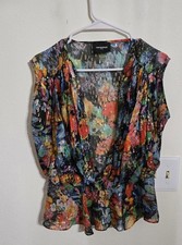 Pre-loved THE KOOPLES Women Multicolor Floral Sheer Tie Front Blouse Best For M picture