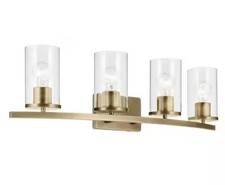 Kichler Crosby 31” Natural Brass Bathroom Vanity Light with Clear Glass picture