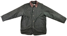 Vtg WOOLRICH USA 6105 Men’s L Loden Green Waxed Tin Cloth Oilskin Chore Jacket picture
