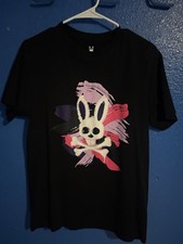 Psycho Bunny Men's Black Logo Graphic Crew Neck Short Sleeve T-Shirt Size M picture