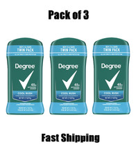 Degree Men 48 hr Antiperspirant Deodorant Cool Rush 2.7 oz. Stick - 3 Twin Packs picture